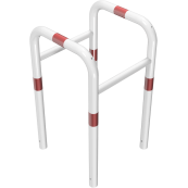 Anti-nudge hoop | for trees and posts | hot-dip galvanized and white coatedwith red reflecting stripes | width: 600 mm, depth: 600 mm, height above ground: 650 mm | for casting in concrete